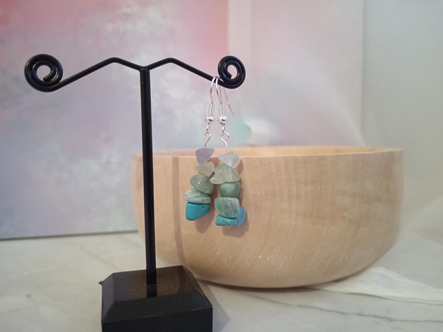 Mixed green gem earrings 