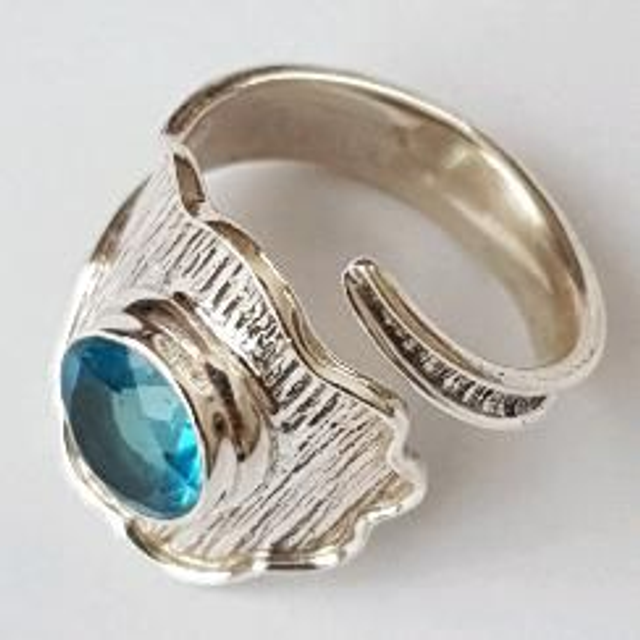 925 Blue Topaz Sterling Silver Ring