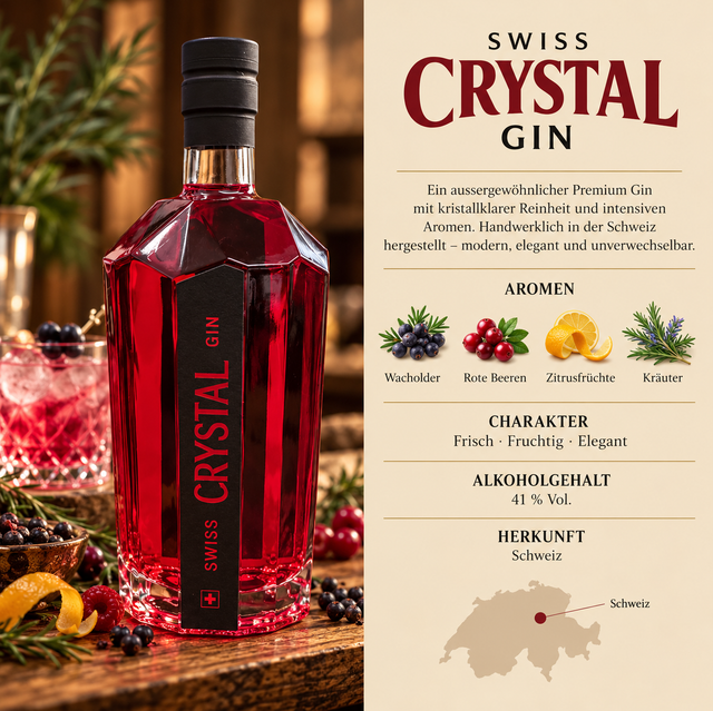 Swiss Crystal Red Gin, Rugenbräu