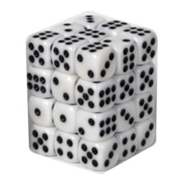 36 Dés 6 faces 12mm Opaque Blanc