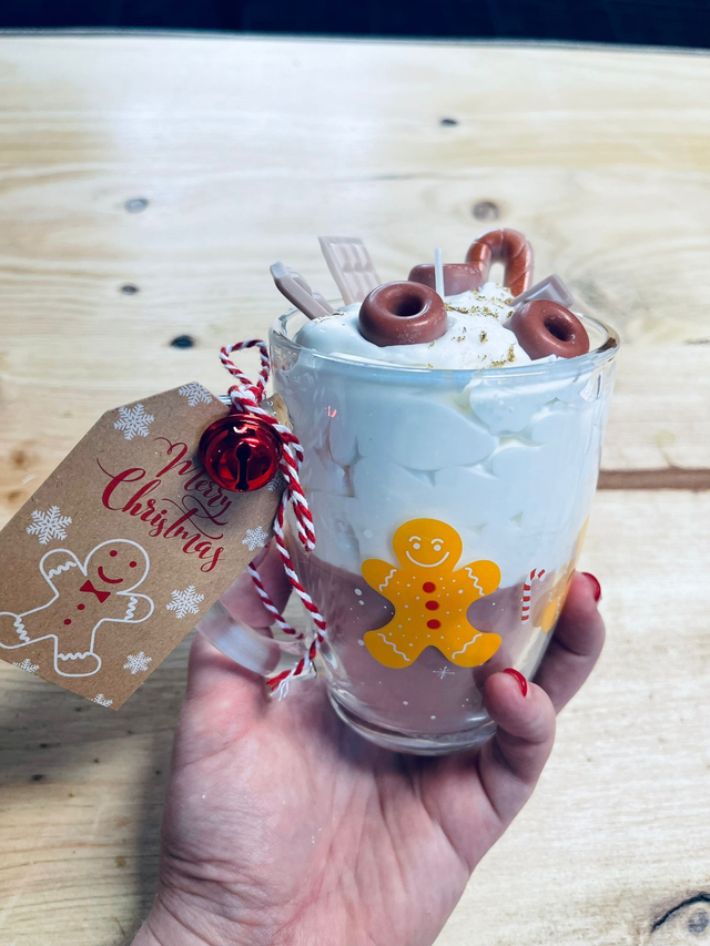 Vela postre navideña (vaso jengibre)