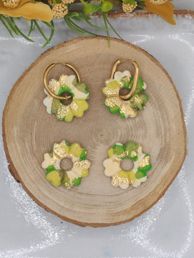 Fleur leady blanc vert réversible