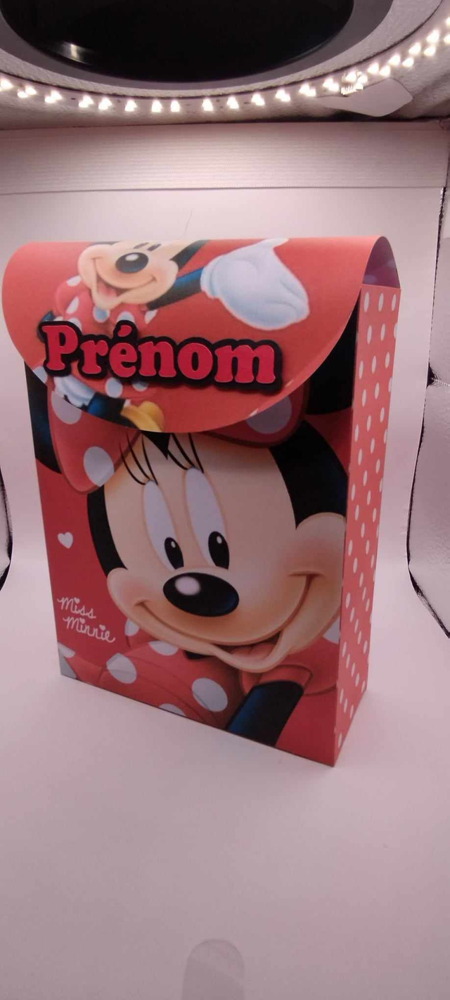 Sac cadeau forme cartable thème "Minnie rouge"