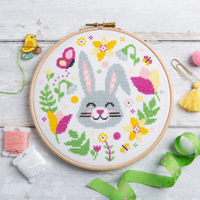 Hop To It Bunny - Cross Stitch Kit by Caterpillar Cross Stitch