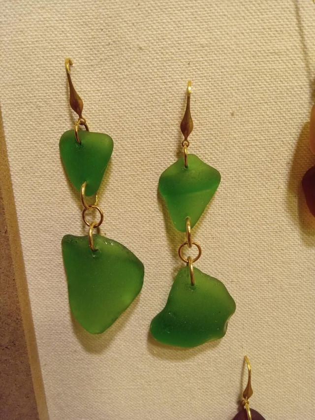 Orecchini Sea Glass doppio verde 1