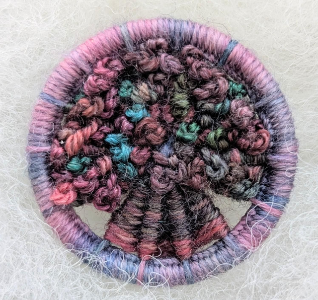 Dorset Button Brooch - old brick and turquoise 