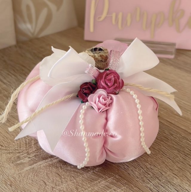 Pink Handmade Satin Pumpkin