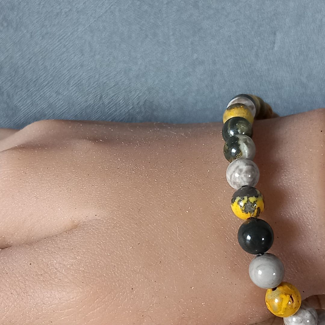 Bracelet ajustable en Jaspe Bumblebee (Jaspe bourdon)