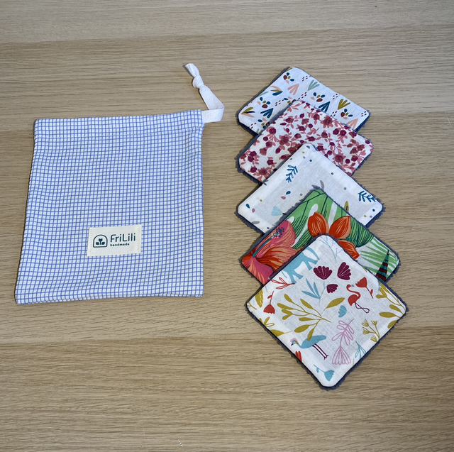 Lot de 5 lingettes - 5 décors  - Eponge Bleu Nuit