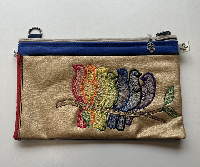 Bag - Large 2 Zips - Colourful Birds