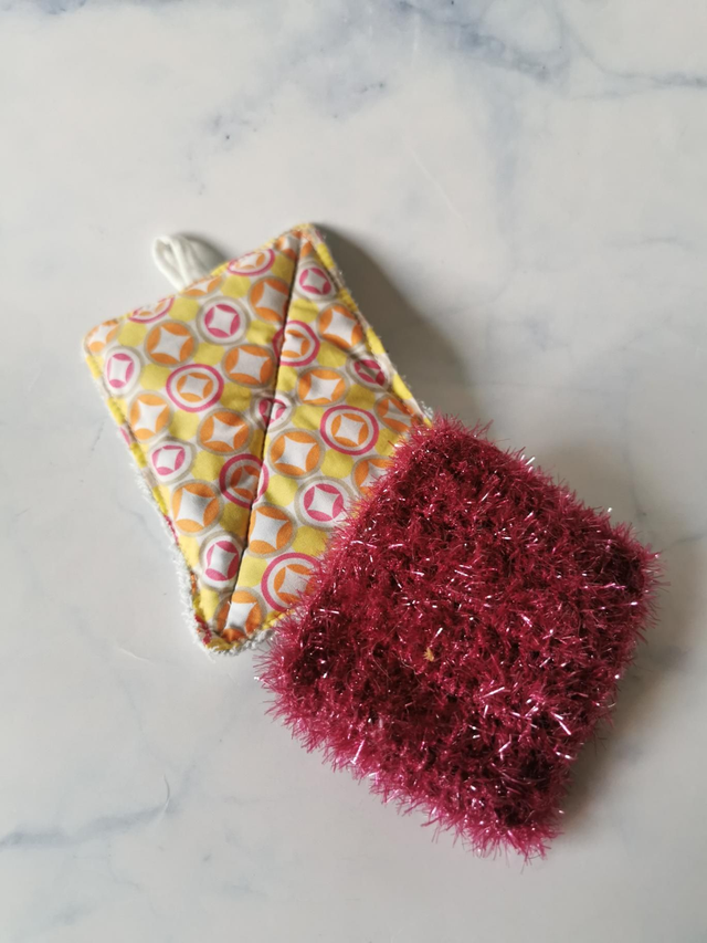 Duo d éponge lavable jaune et rose