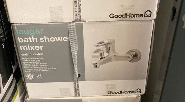 Mitigeur bain-douche 2 trous GoodHome Laugar en laiton couleur chrome