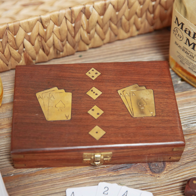 Wooden Card & Dice Set