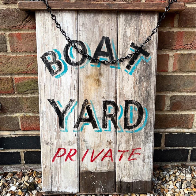 “BOAT YARD, PRIVATE” Hand Painted Single Sided Hanging Sign