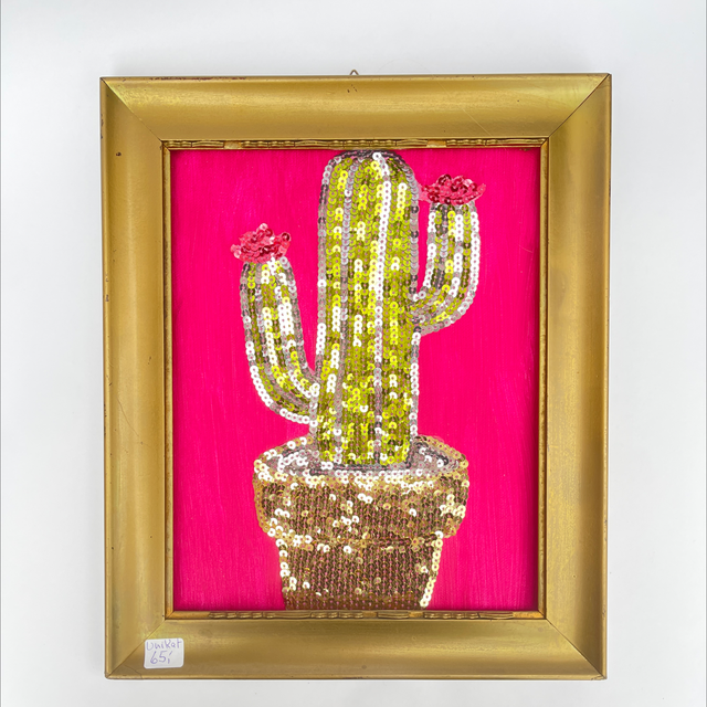 Bild Unikat Kaktus Pailletten 