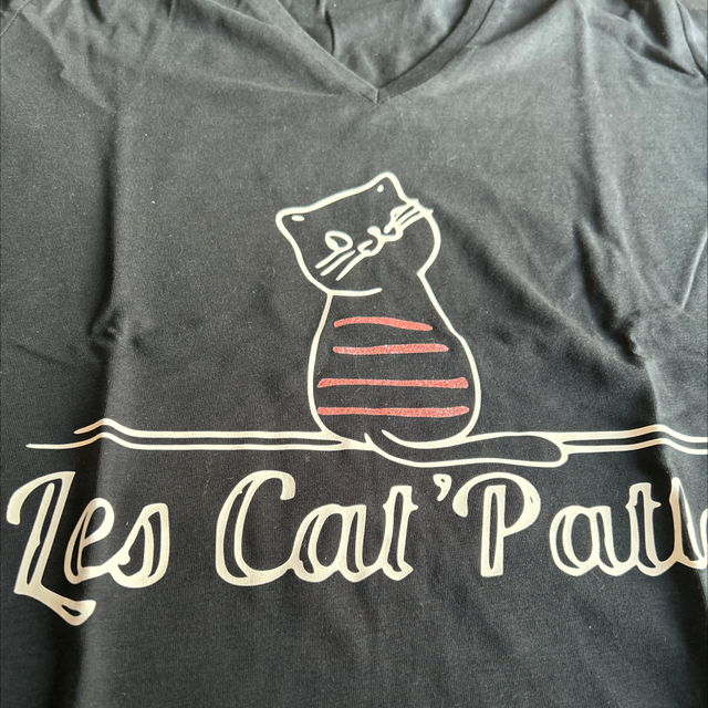 Teeshirt bleu navy logo col V paillettes 