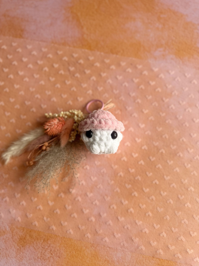 Porte-clés champignon tout doux rose clair