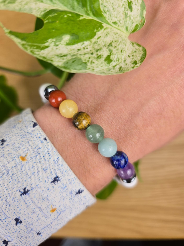 7 chakras et Howlite - Bracelet avec perles de 8 mm