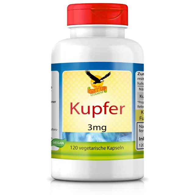 Get UP - Kupfer 3mg als Kupfergluconat, 120 vegane Kapseln