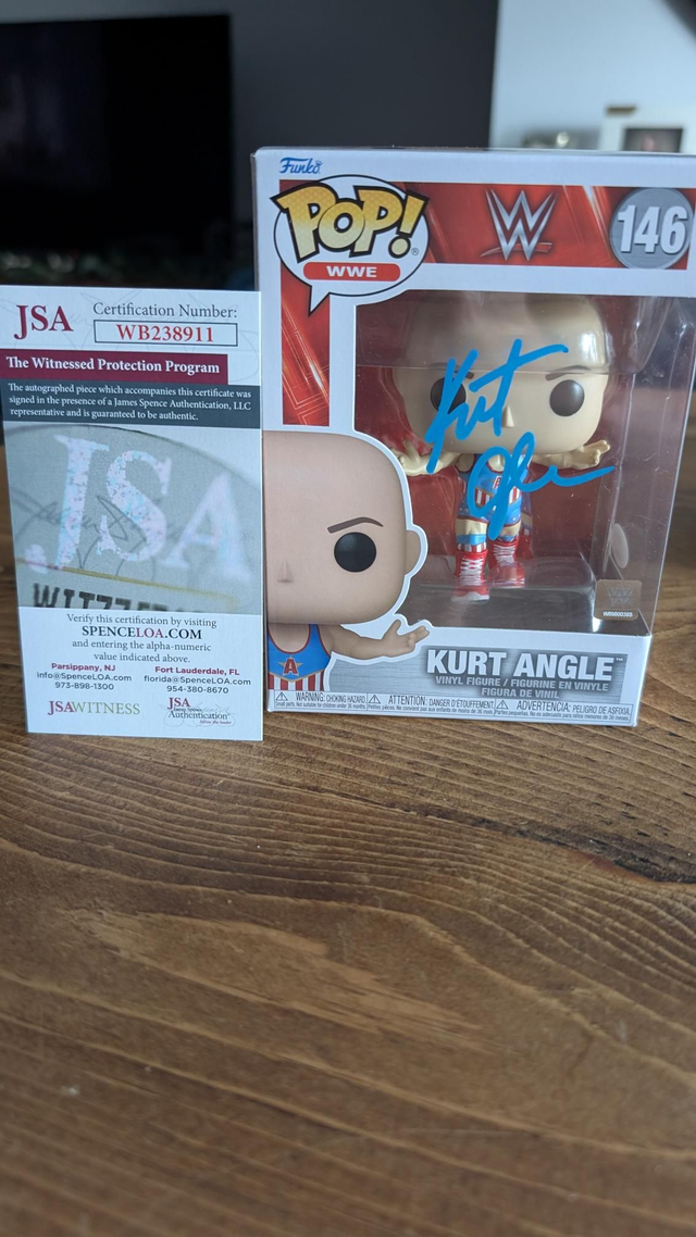 Funko Pop WWE Kurt Angle Signed with JSA Witnessed COA 