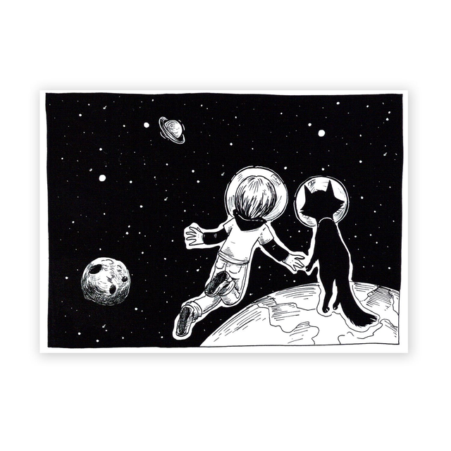 Postkarte Ari and the Kuro Cat