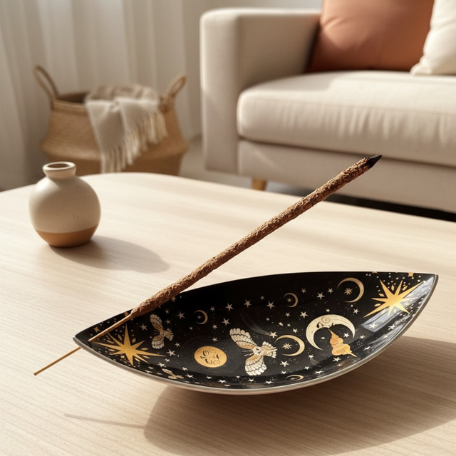 Enamel Incense Bowl - Enchanted Night Owl