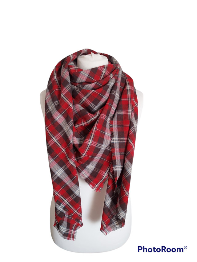 Handmade Oversized Blanket Scarf Shawl Wrap Square Checked Scarf Gift for Her Scarf Tartan Scarf Women Accessories Gift for Her Mothers Day