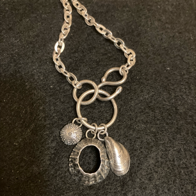 Shell charms and chunky chain necklace 