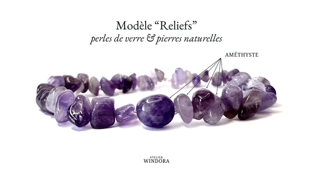 Bracelet | Améthyste - Reliefs Unique | 19 cm