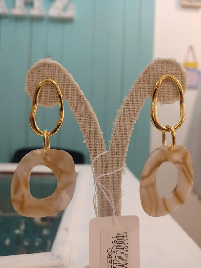 Pendientes Acero dorado y resina