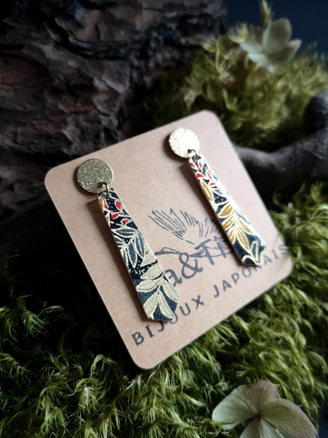 Boucles d'oreilles - puces - papier washi - fleurs - La&Titia