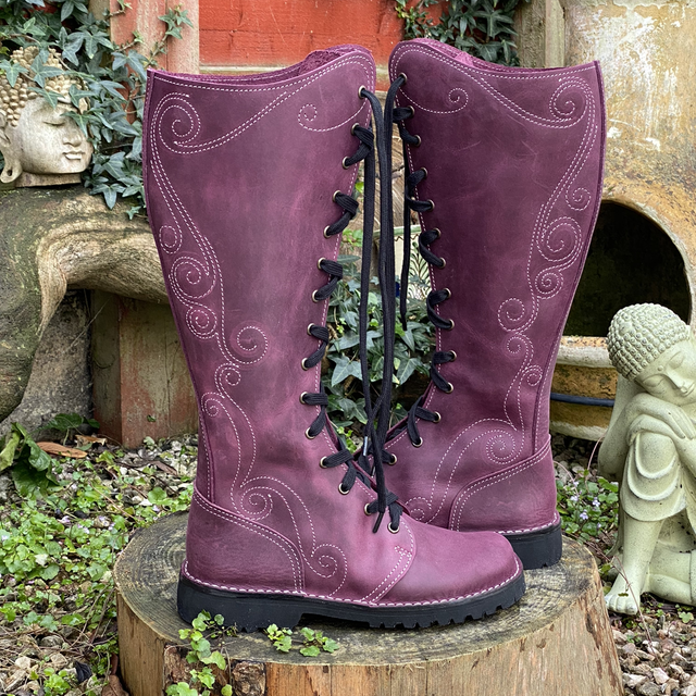 Long Boot with Ornate Stitching  
