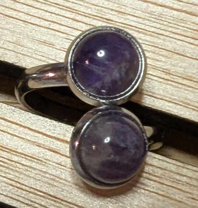 Bague acier Quartz Rose ou Améthyste 