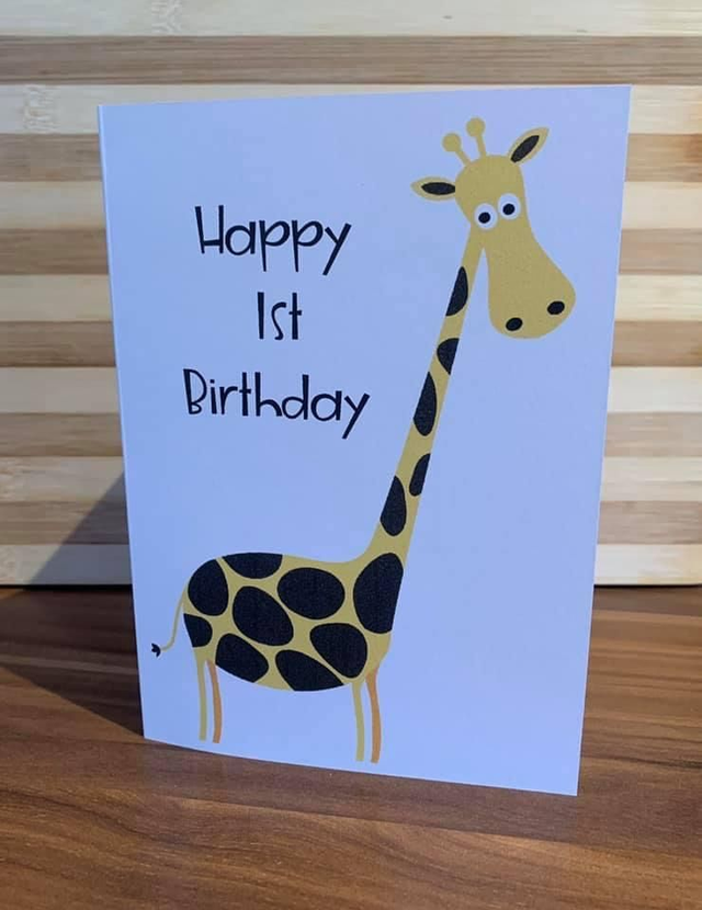 Happy birthday  giraffe with age card