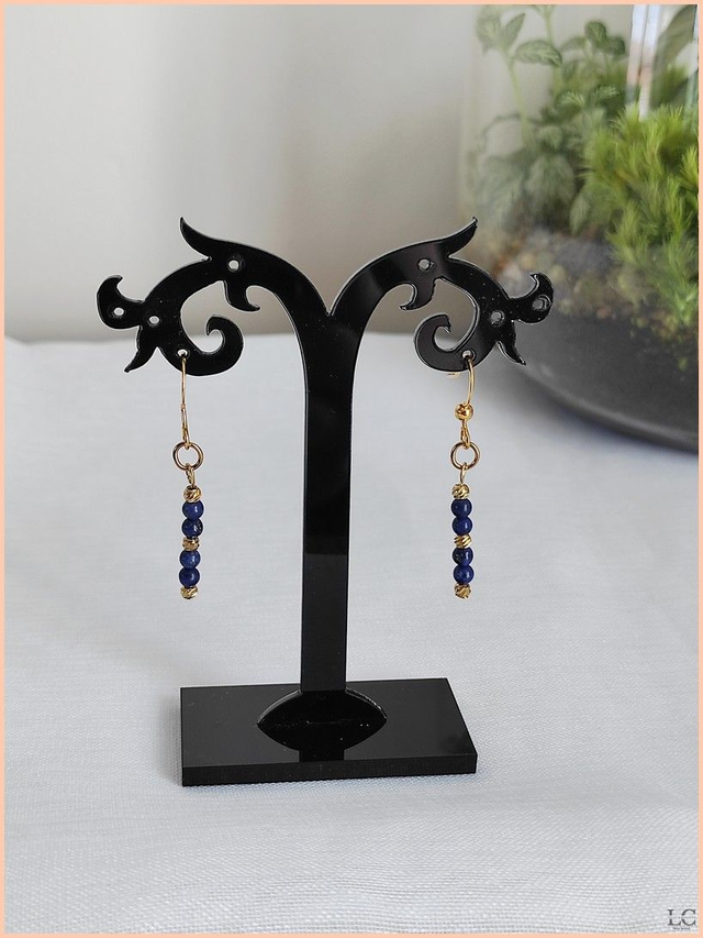 4. Boucles d'oreilles crochet, pierre naturelle - Lapis lazuli