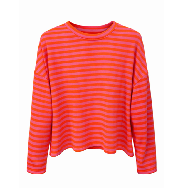 Sweatshirt gestreept - one size - roze/oranje 