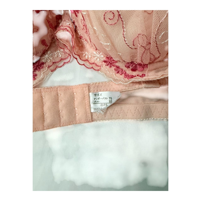 Peachy pink Floral Embroidered Japanese Bra UK 34C