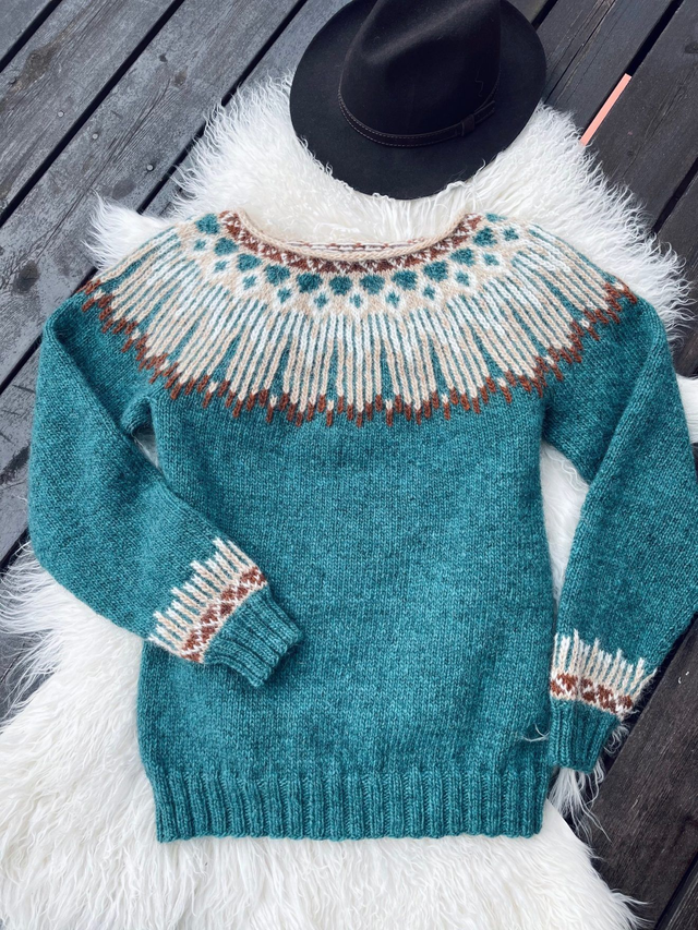 Hopi Sweater Kit - Col 04 (Lagoon Heather Lettlopi) - Wool &amp; Pattern - Linka Neumann
