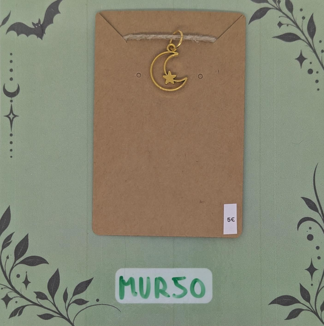 MUR50 Pendentif Croissant de Lune et Étoile 