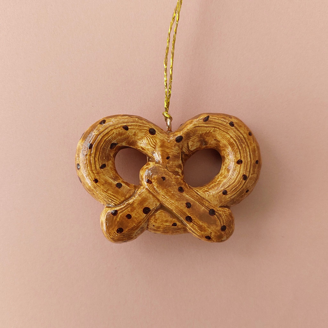 Pretzel clay ornament - German gift - Christmas tree decoration bagel