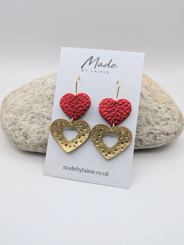 Metallic Heart Drop Earrings (1)