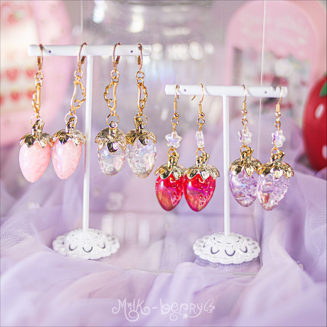 Boucles d'oreilles Fraise Céleste