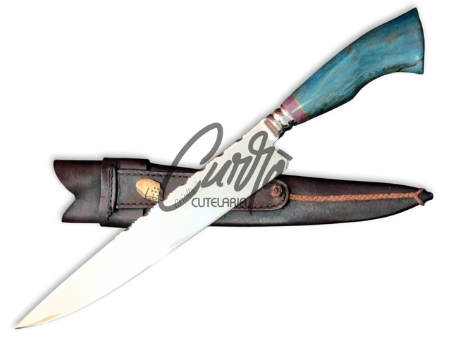 Faca Forjada Criolla Elmo Aço Germany Cabo Variado 10 Pol