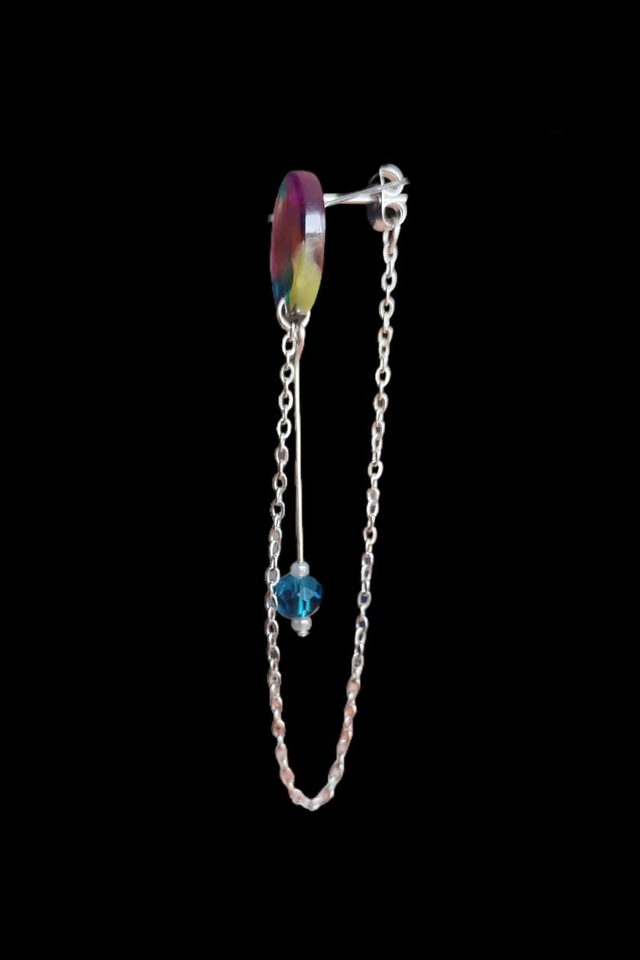 Boucles d'oreilles Puces Multicolores Violettes