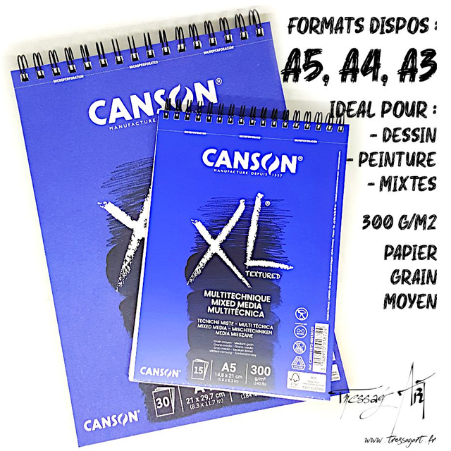 CANSON - CARNET SPIRALE XL MULTI-TECHNIQUES - CA022
