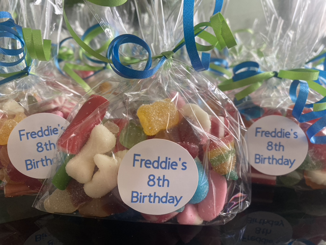 Party sweet bags child’s name and age