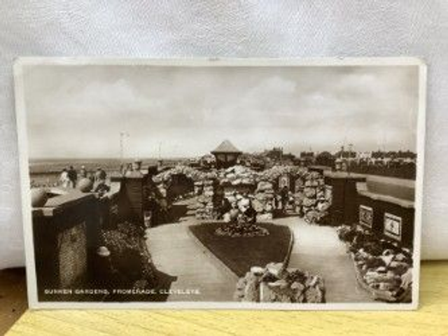Sunken Gardens, Promenade, Cleveleys, Lancashire, Posted 1937 unbranded postcard. Our Ref No R431 £2.50