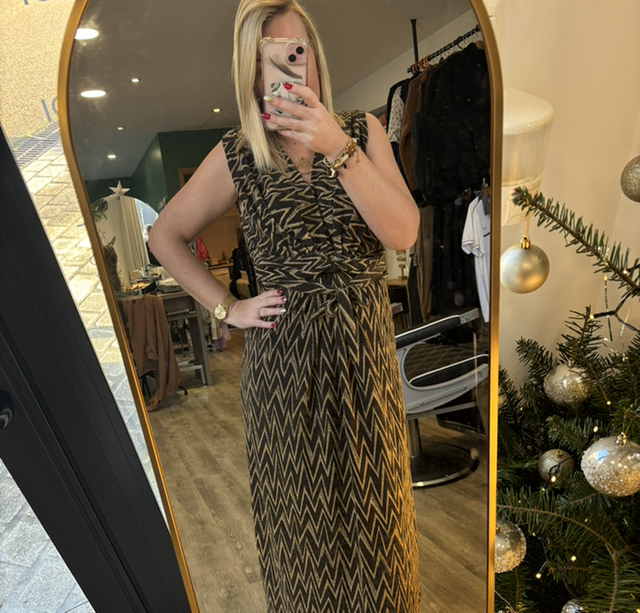 Robe noir zébré or