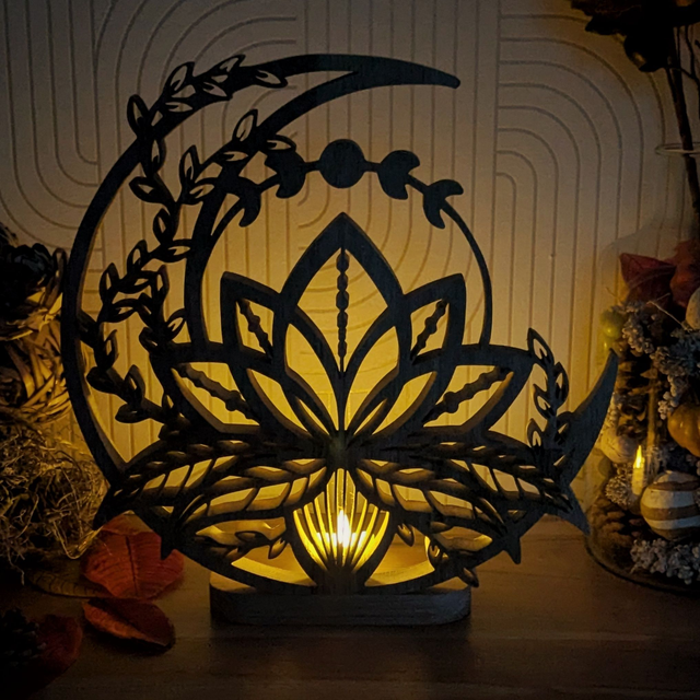 Lune de lotus en chêne