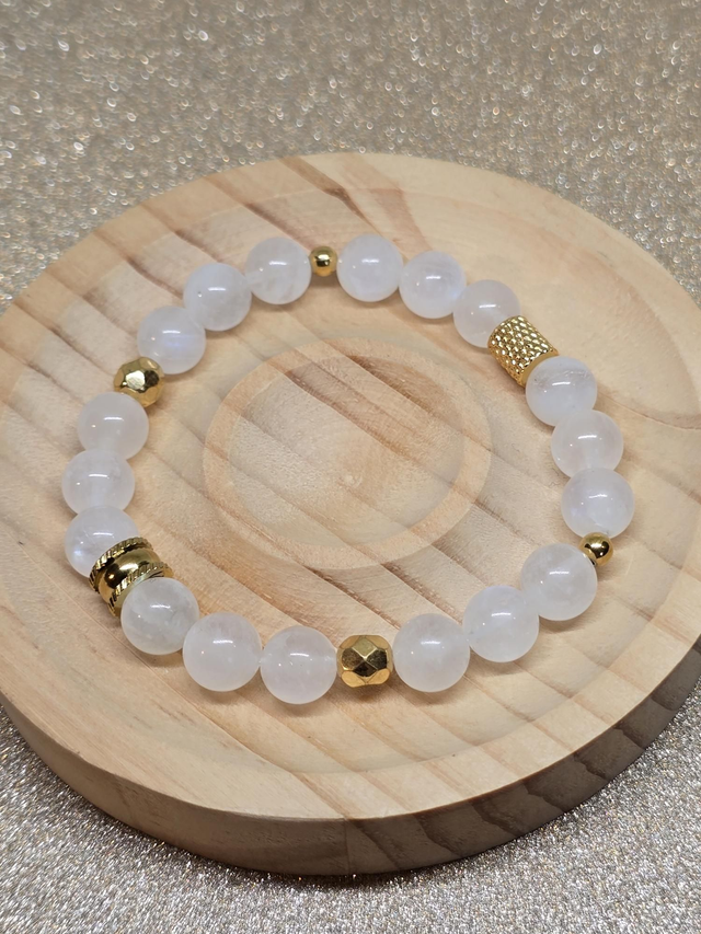 Bracelet Pierre de lune bleutée 0,8 cm